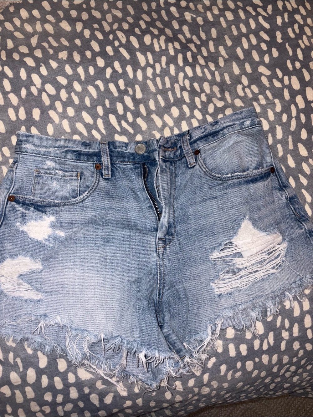 Blank NYC Light Blue Distressed Denim Jean Shorts